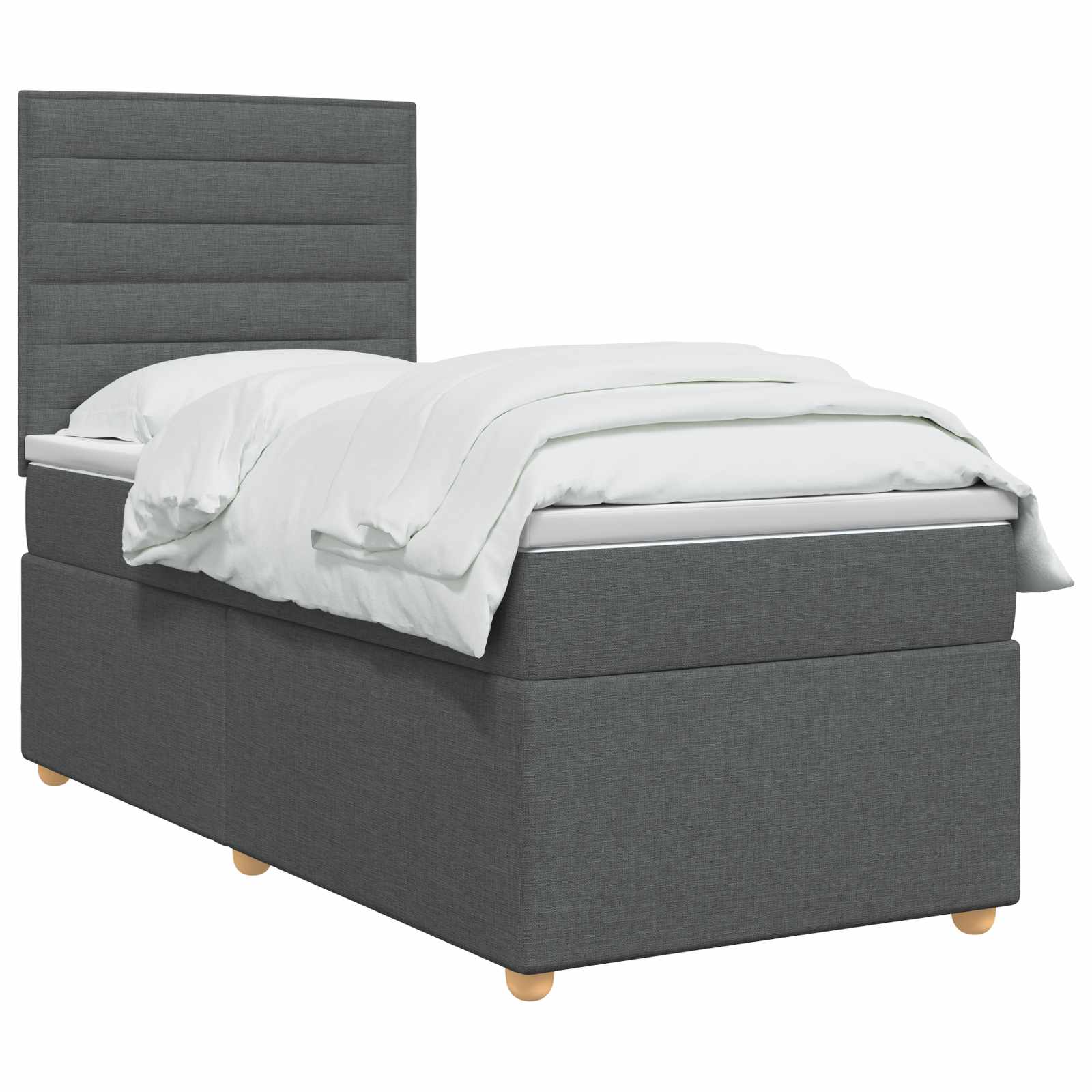 Κρεβάτι box spring με στρώμα Σκούρο Γκρι Μονό Ύφασμα