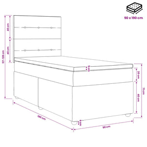 Κρεβάτι box spring με στρώμα Σκούρο Γκρι Μονό Ύφασμα - Pakobazaar