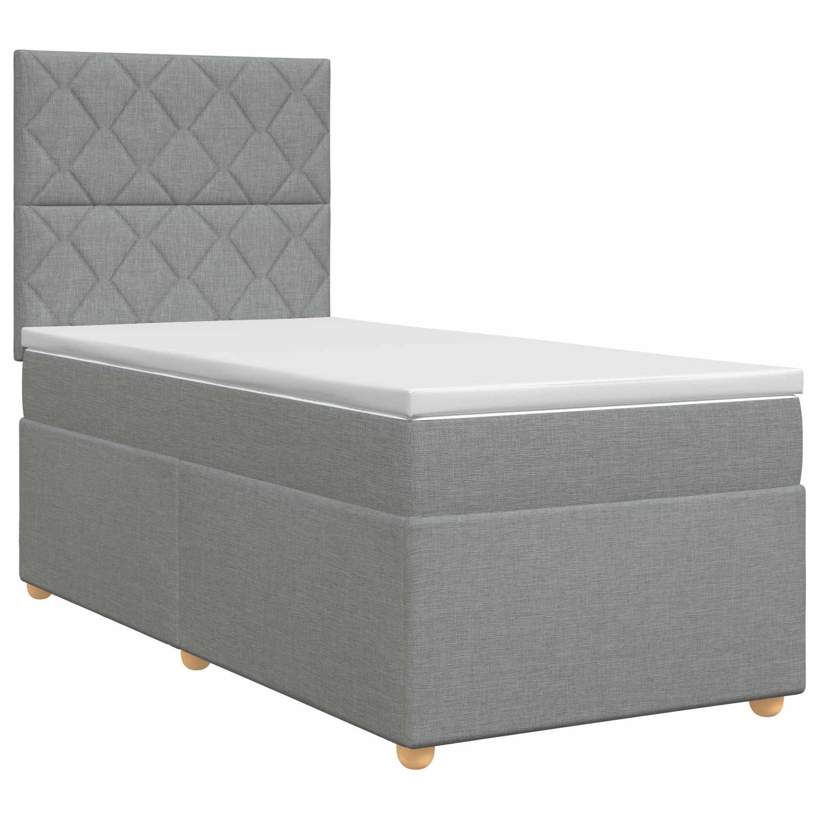 Κρεβάτι box spring με στρώμα Ανοιχτό γκρι Μονό Ύφασμα - Pakobazaar