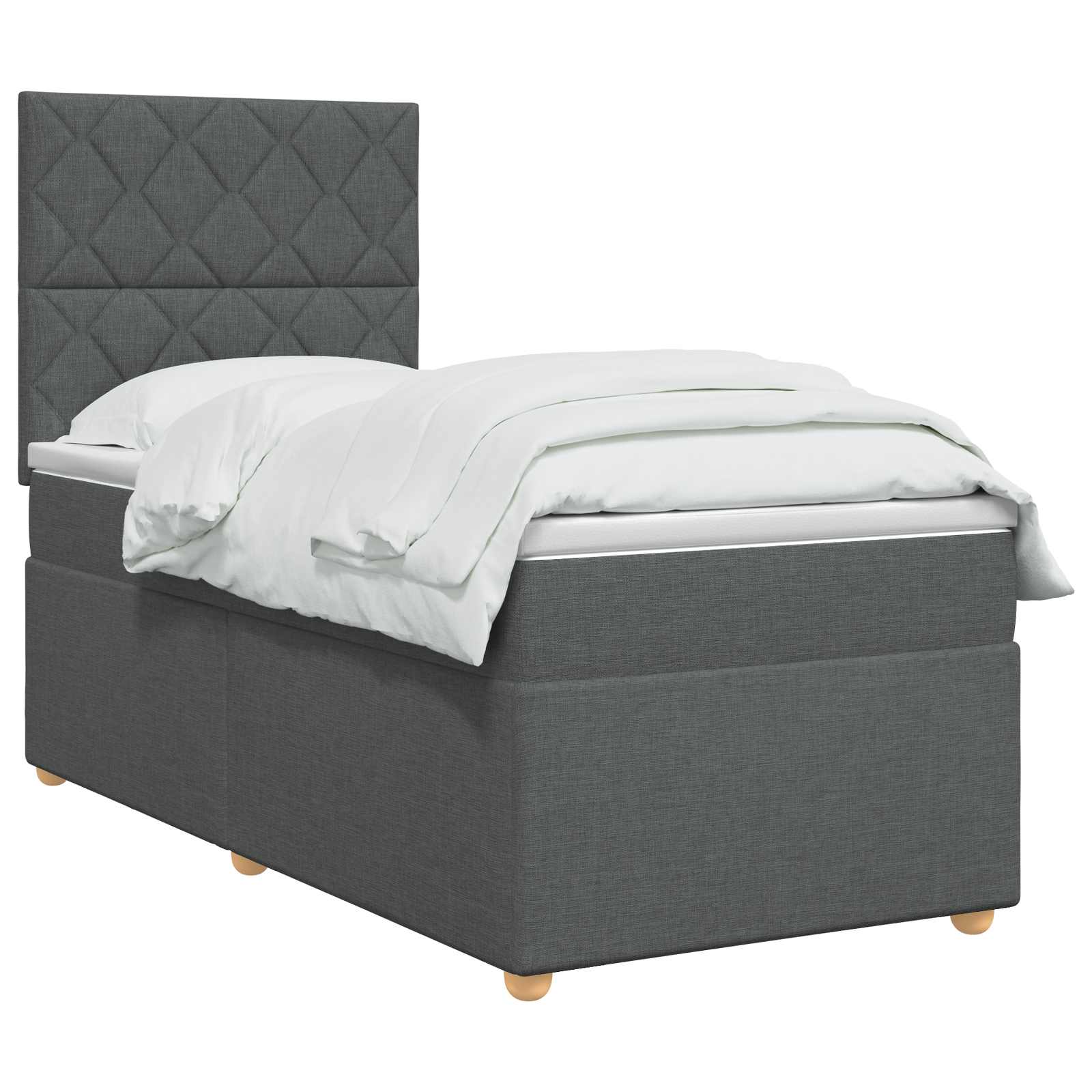 Κρεβάτι box spring με στρώμα Σκούρο Γκρι Μονό Ύφασμα - Pakobazaar