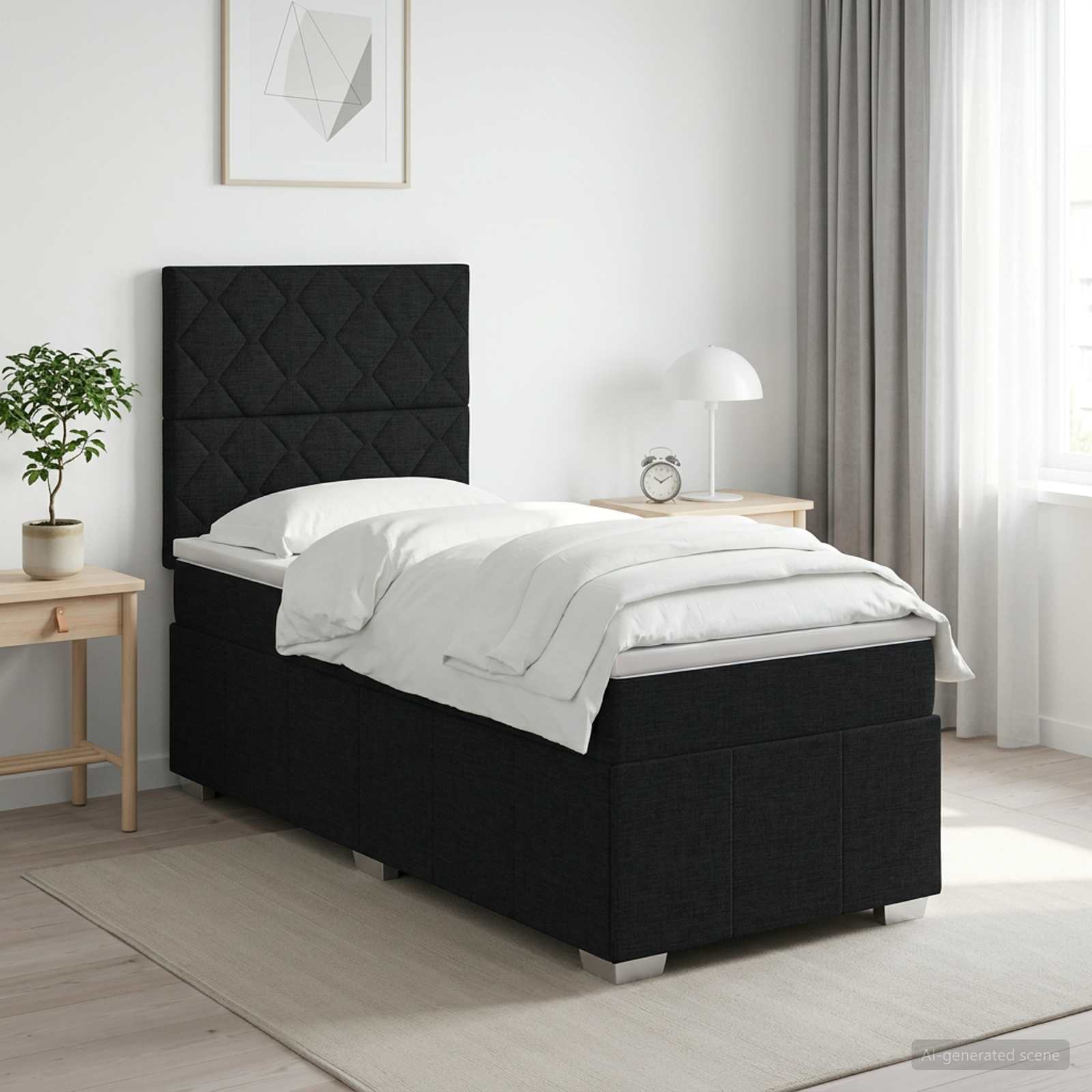 Κρεβάτι box spring με στρώμα Μαύρο 80 x 200 cm Ύφασμα