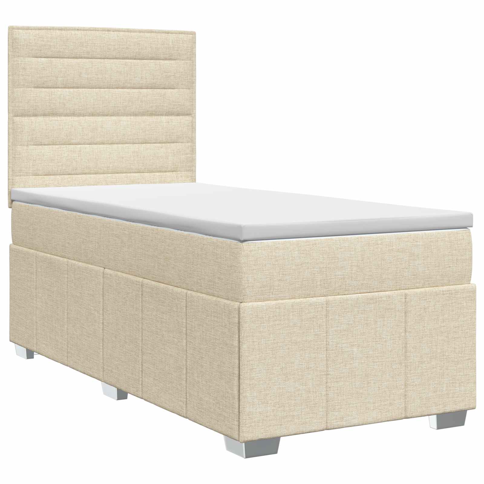 Κρεβάτι box spring με στρώμα Κρεμ 90 x 190 cm Ύφασμα - Pakobazaar