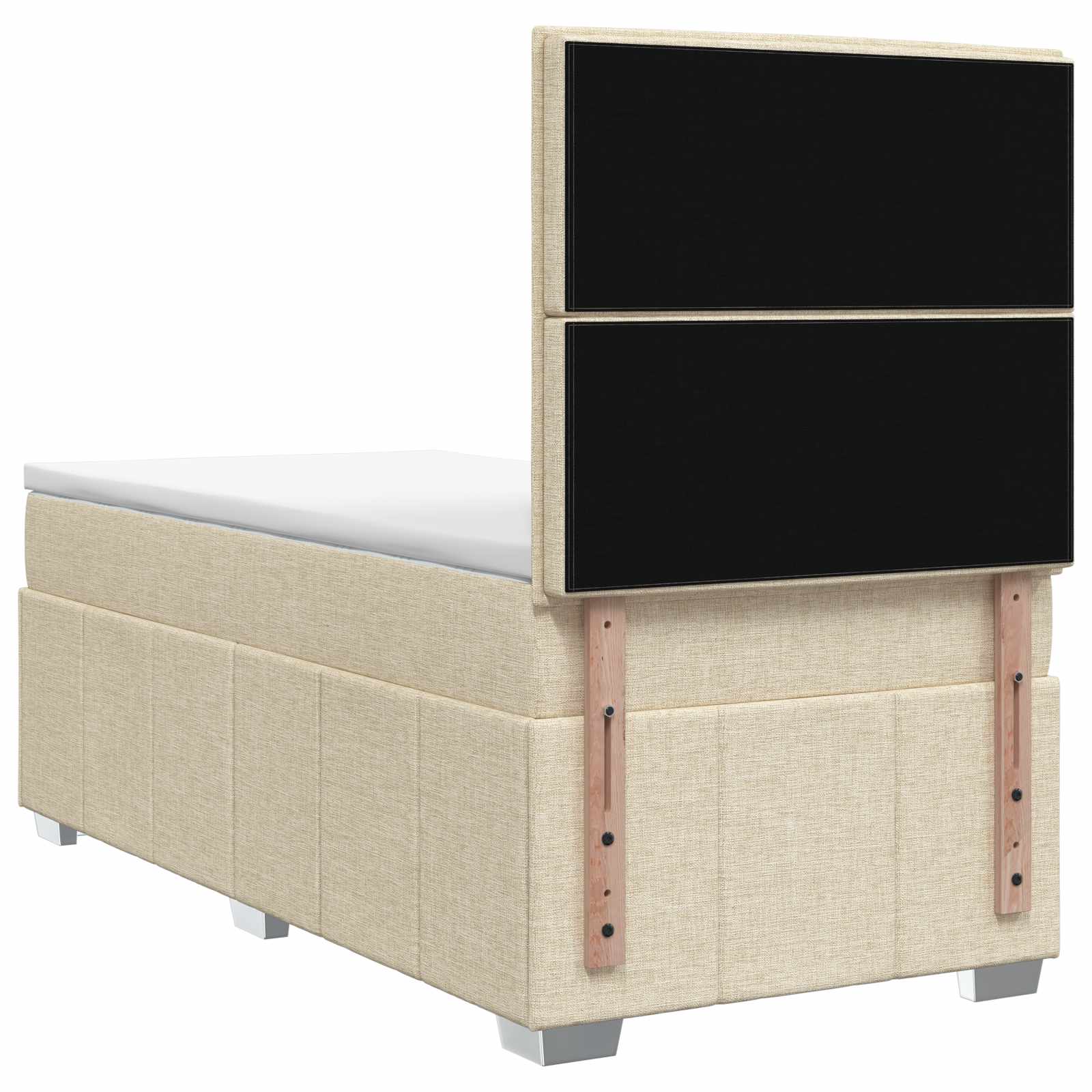Κρεβάτι box spring με στρώμα Κρεμ 90 x 190 cm Ύφασμα - Pakobazaar