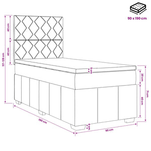 Κρεβάτι box spring με στρώμα Ανοιχτό γκρι 90 x 190 cm Ύφασμα - Pakobazaar