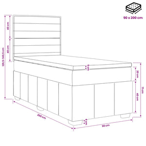 Κρεβάτι box spring με στρώμα Ανοιχτό γκρι 90 x 200 cm Ύφασμα - Pakobazaar