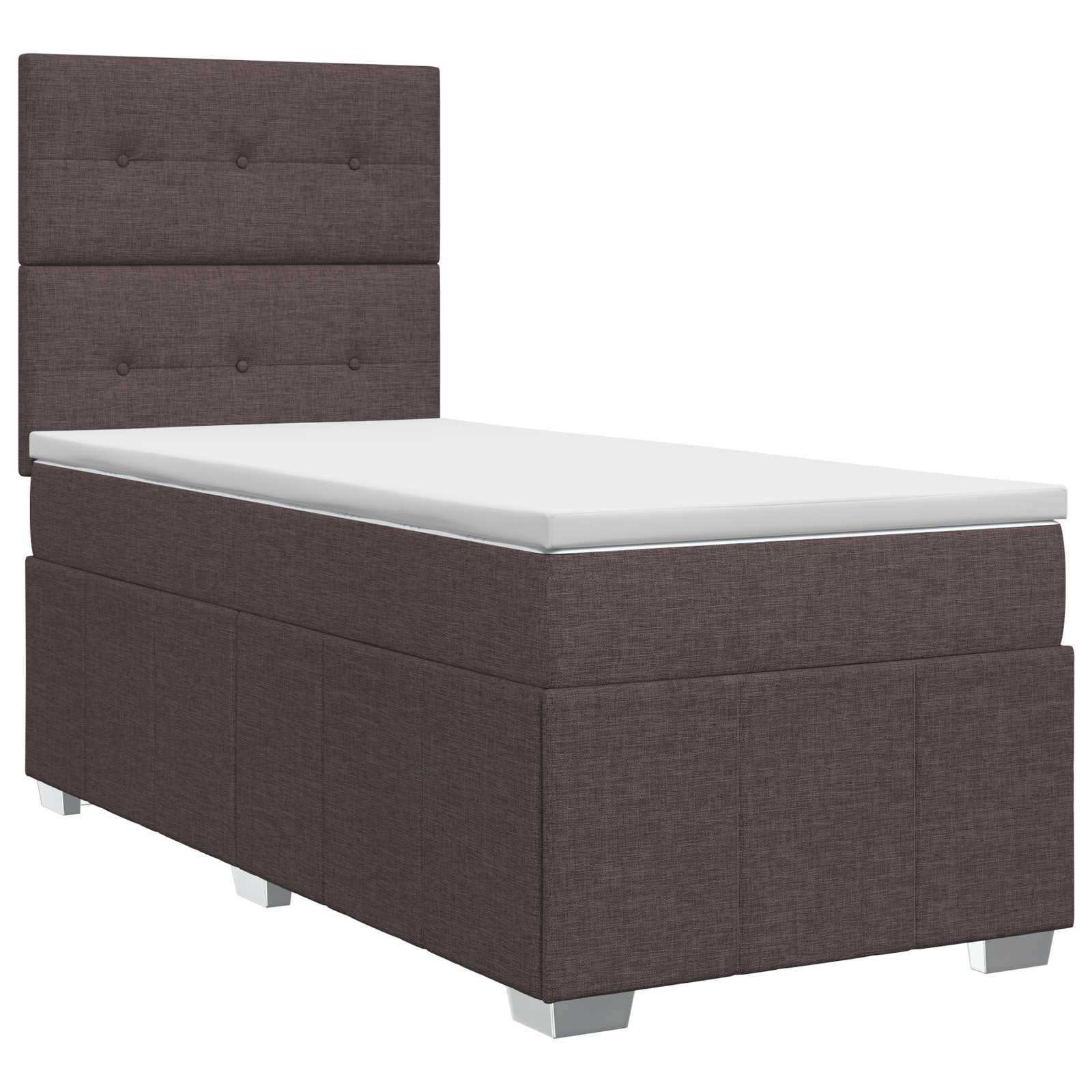 Κρεβάτι box spring με στρώμα Σκούρο Καφέ 90 x 200 cm Ύφασμα - Pakobazaar