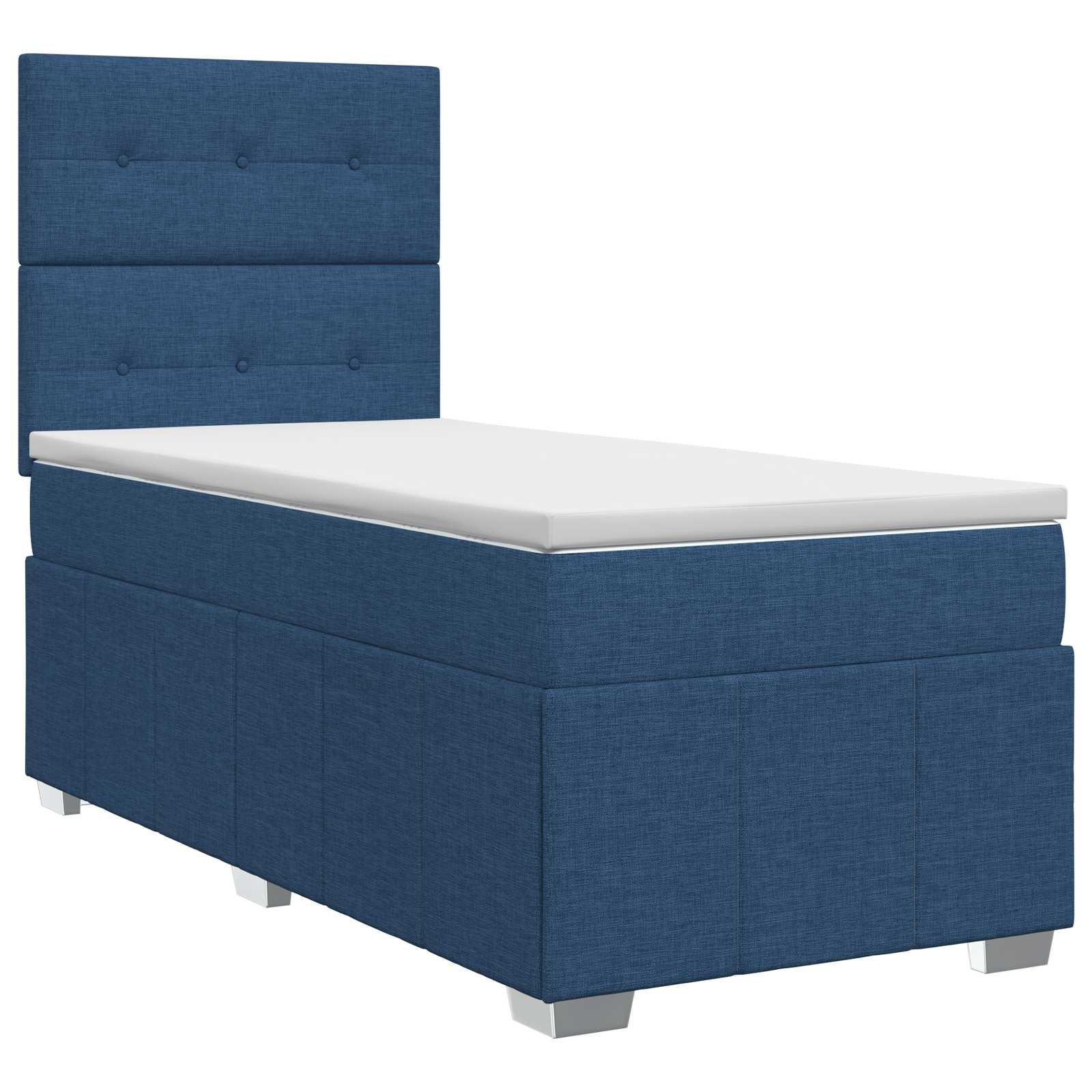 Κρεβάτι box spring με στρώμα Μπλε 90 x 200 cm Ύφασμα