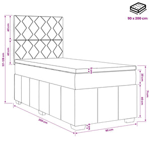 Κρεβάτι box spring με στρώμα Σκούρο Καφέ 90 x 200 cm Ύφασμα - Pakobazaar