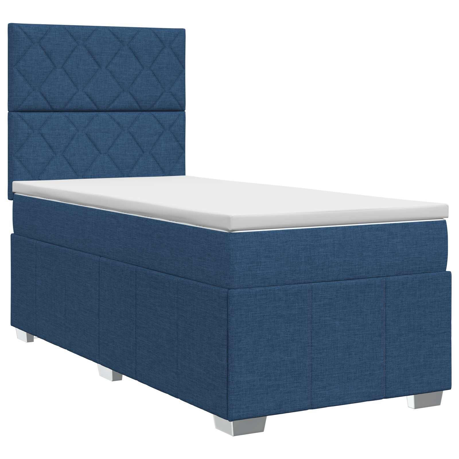 Κρεβάτι box spring με στρώμα Μπλε 90 x 200 cm Ύφασμα - Pakobazaar