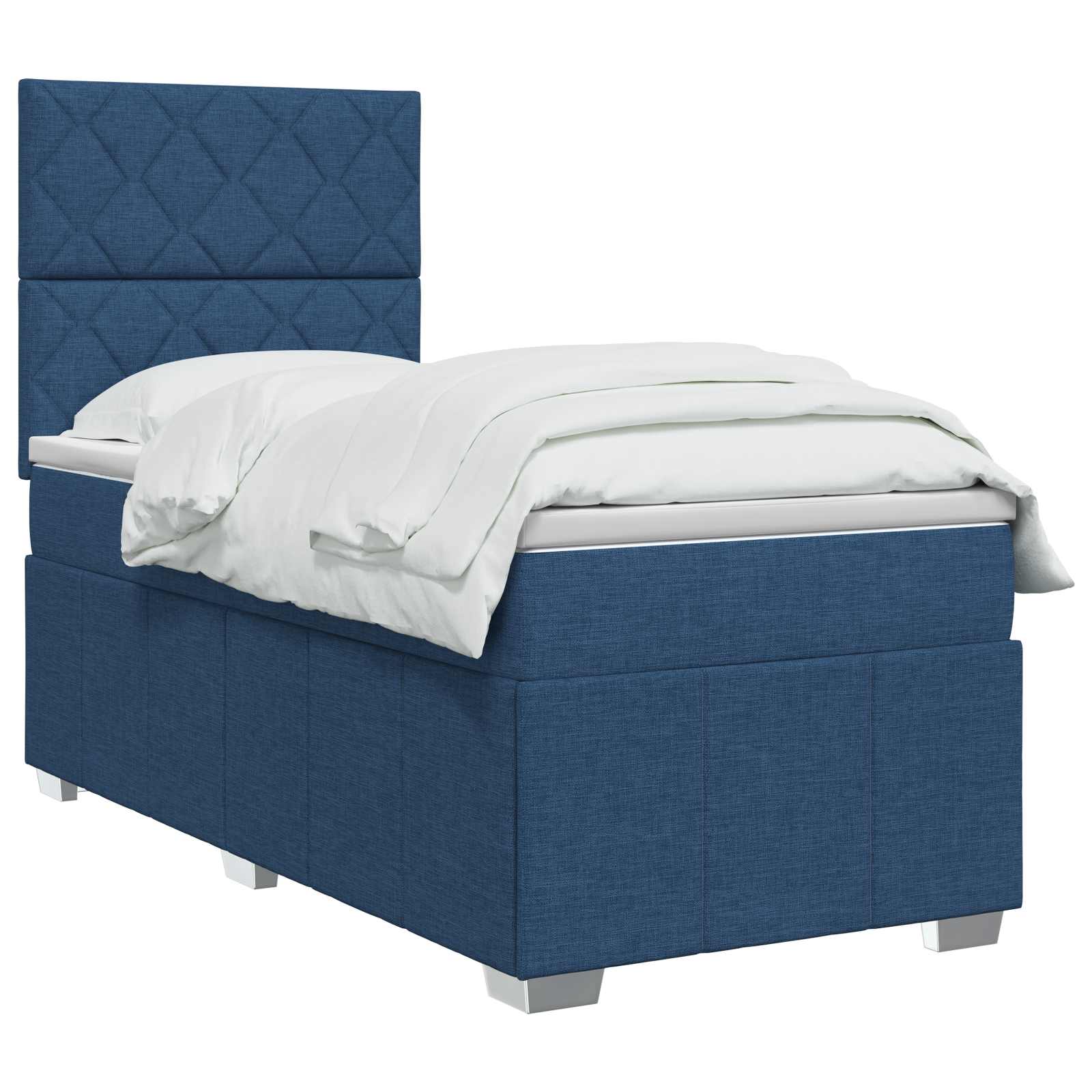 Κρεβάτι box spring με στρώμα Μπλε 90 x 200 cm Ύφασμα - Pakobazaar