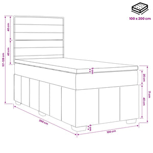 Κρεβάτι box spring με στρώμα Μαύρο 100 x 200 cm Ύφασμα - Pakobazaar