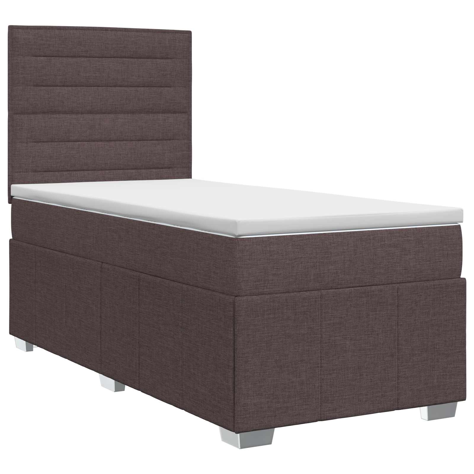 Κρεβάτι box spring με στρώμα Σκούρο Καφέ 100 x 200 cm Ύφασμα - Pakobazaar