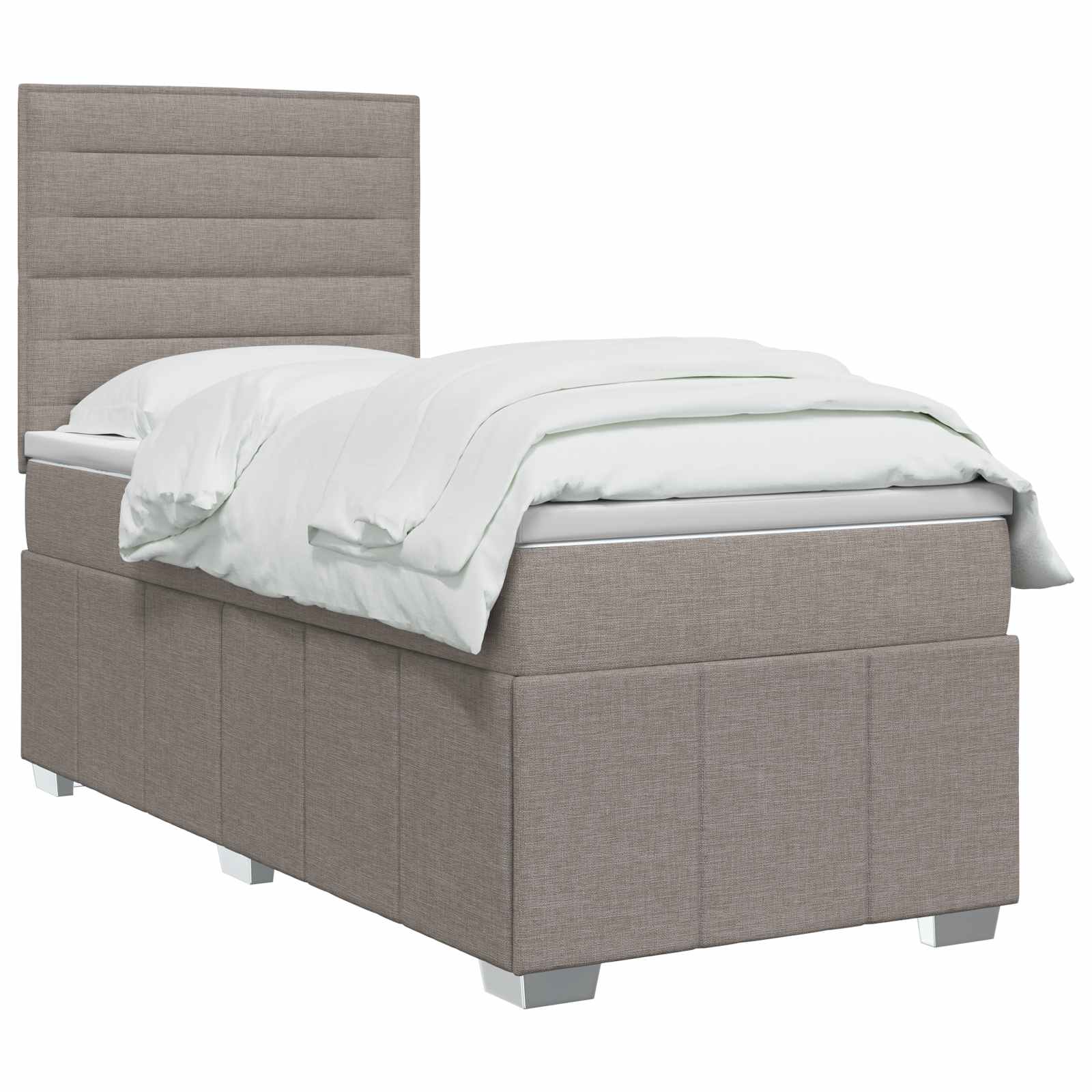 Κρεβάτι box spring με στρώμα Taupe 100 x 200 cm Ύφασμα - Pakobazaar