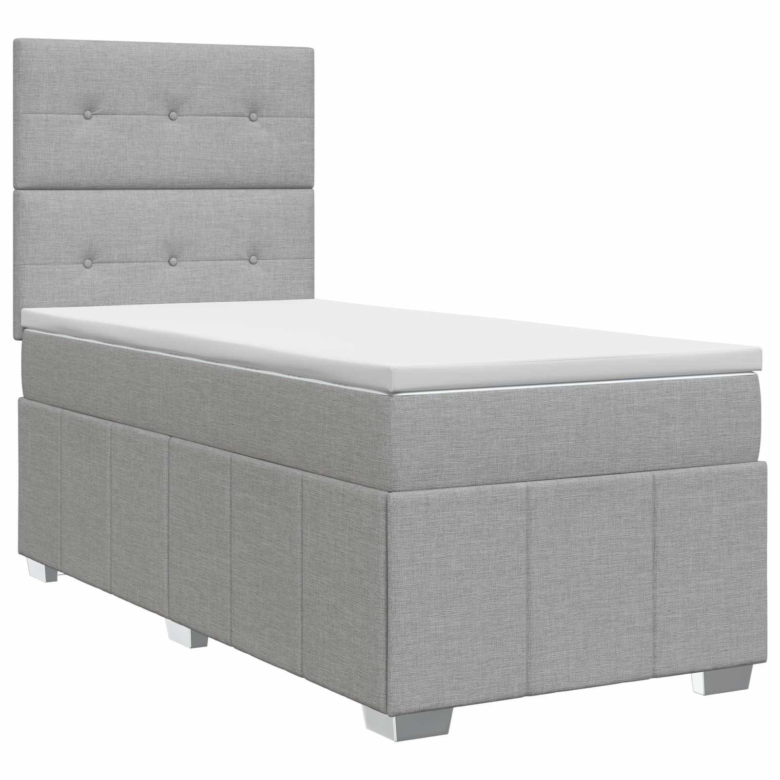 Κρεβάτι box spring με στρώμα Ανοιχτό γκρι 100 x 200 cm Ύφασμα - Pakobazaar