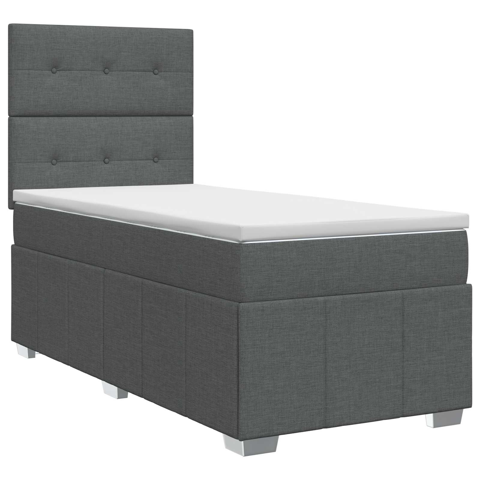 Κρεβάτι box spring με στρώμα Σκούρο Γκρι 100 x 200 cm Ύφασμα - Pakobazaar