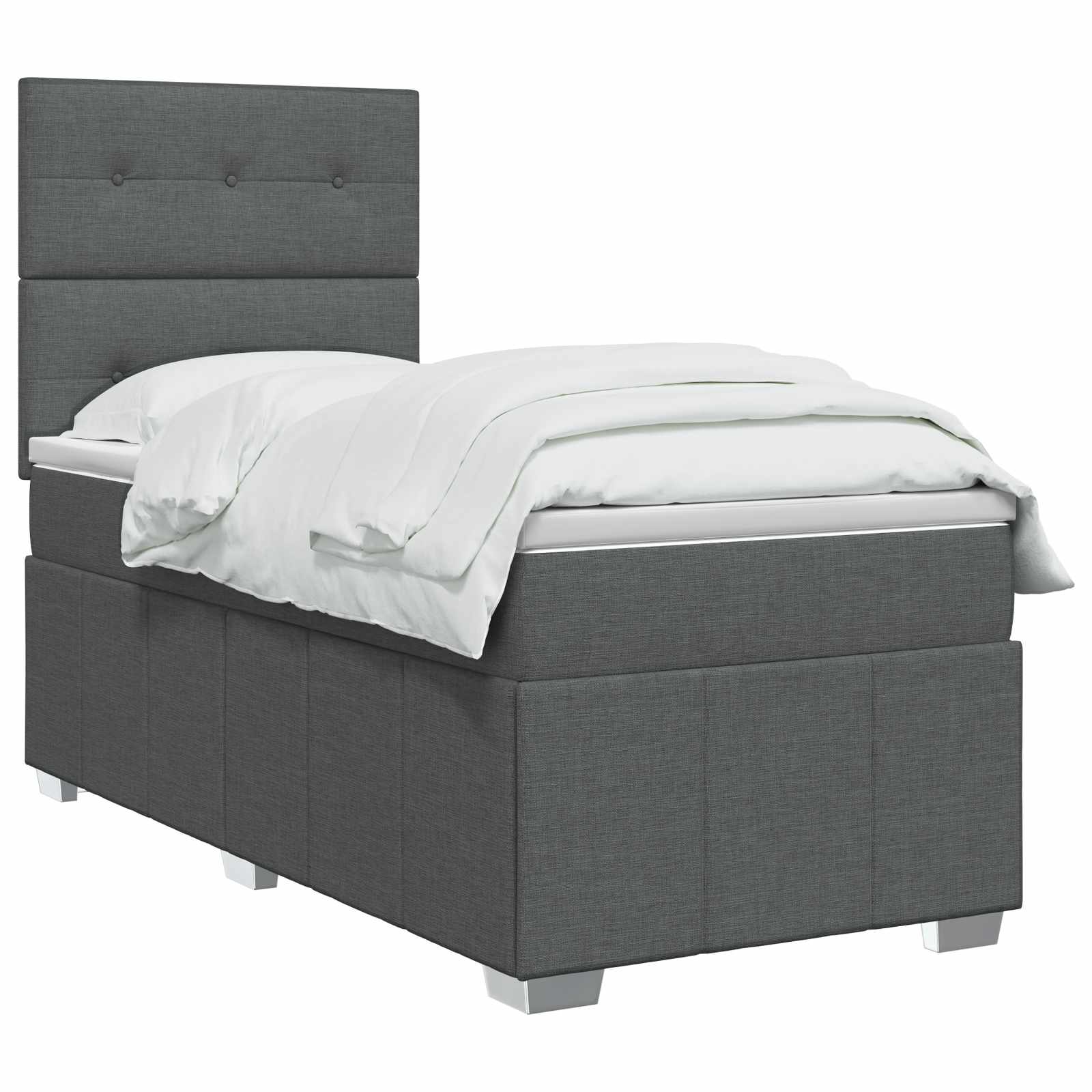 Κρεβάτι box spring με στρώμα Σκούρο Γκρι 100 x 200 cm Ύφασμα - Pakobazaar