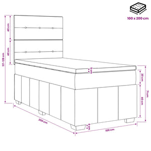 Κρεβάτι box spring με στρώμα Σκούρο Γκρι 100 x 200 cm Ύφασμα - Pakobazaar