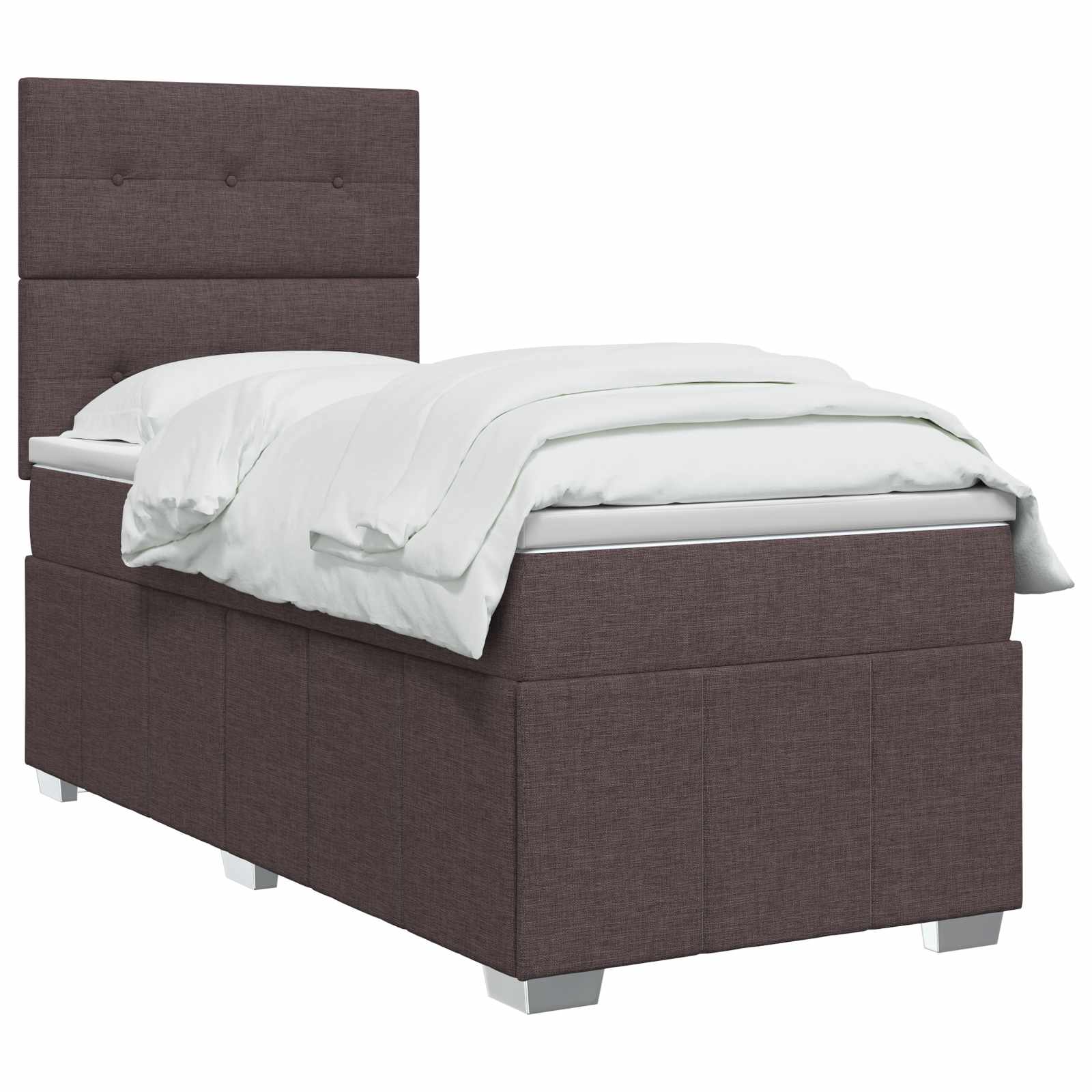 Κρεβάτι box spring με στρώμα Σκούρο Καφέ 100 x 200 cm Ύφασμα - Pakobazaar