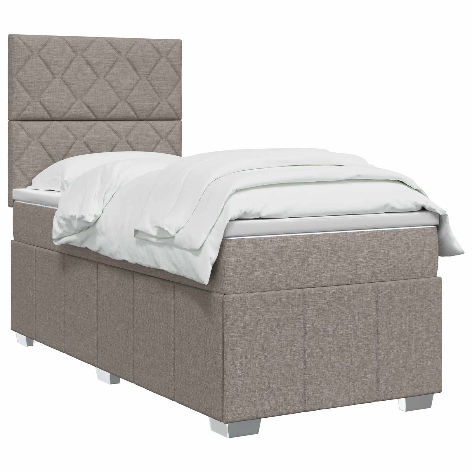 Κρεβάτι box spring με στρώμα Taupe 100 x 200 cm Ύφασμα - Pakobazaar