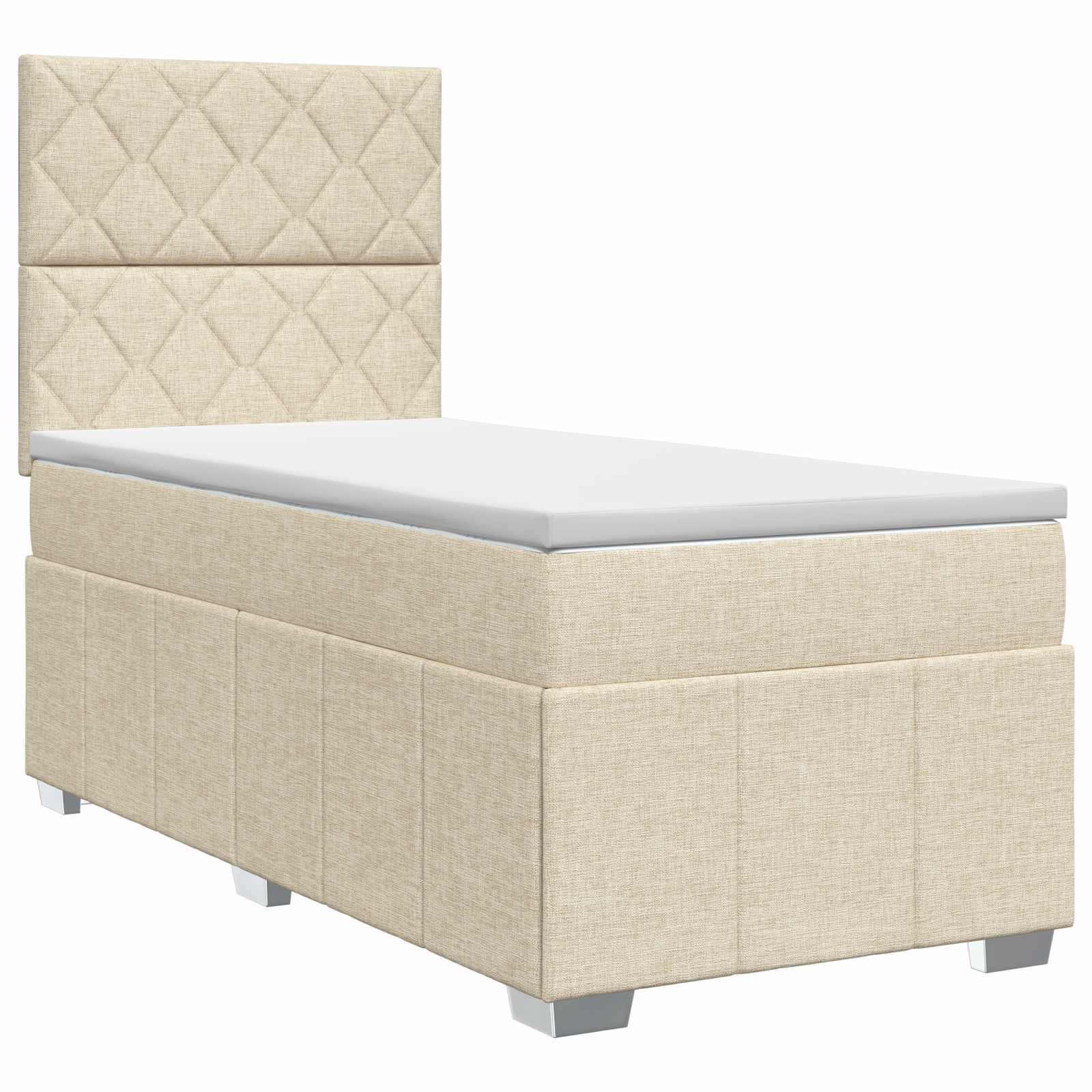 Κρεβάτι box spring με στρώμα Κρεμ 100 x 200 cm Ύφασμα - Pakobazaar