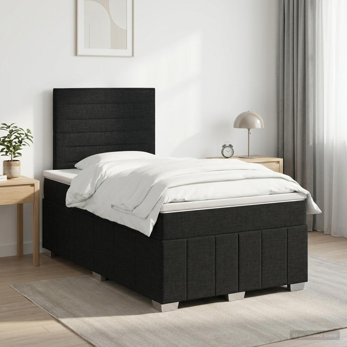 Κρεβάτι box spring με στρώμα Μαύρο 120 x 190 cm Ύφασμα