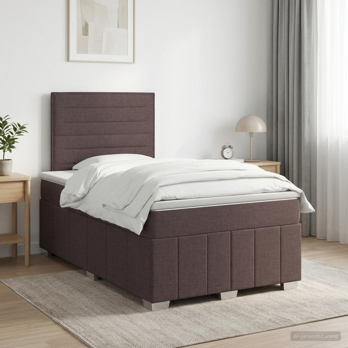 Κρεβάτι box spring με στρώμα Σκούρο Καφέ 120 x 190 cm Ύφασμα