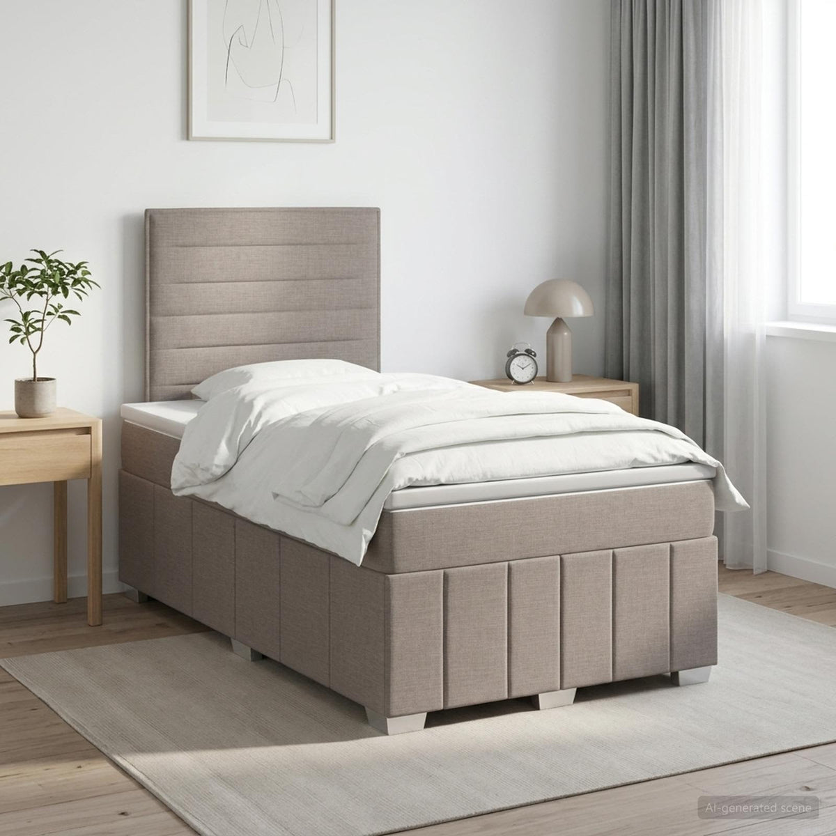 Κρεβάτι box spring με στρώμα Taupe 120 x 200 cm Ύφασμα