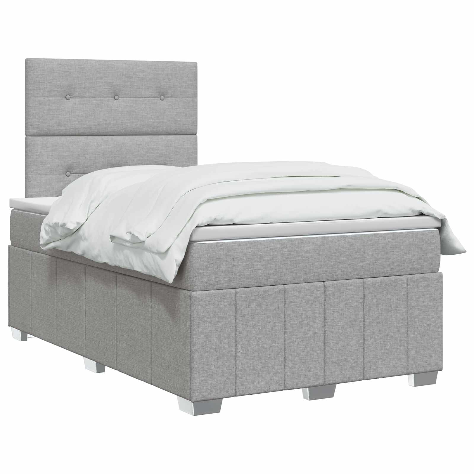 Κρεβάτι box spring με στρώμα Ανοιχτό γκρι 120 x 190 cm Ύφασμα - Pakobazaar