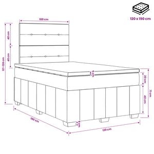 Κρεβάτι box spring με στρώμα Σκούρο Γκρι 120 x 190 cm Ύφασμα - Pakobazaar