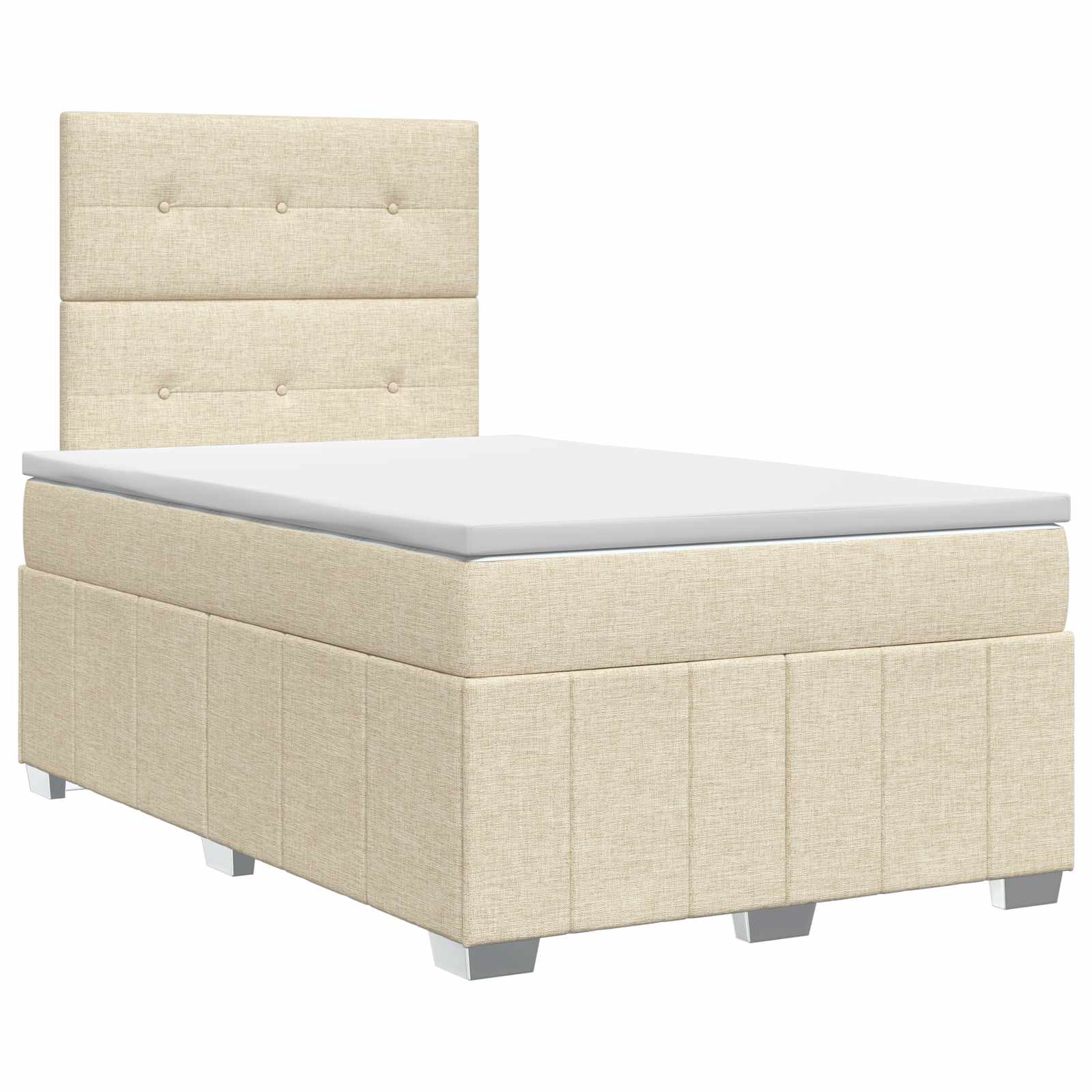 Κρεβάτι box spring με στρώμα Κρεμ 120 x 190 cm Ύφασμα - Pakobazaar