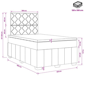 Κρεβάτι box spring με στρώμα Σκούρο Γκρι 120 x 190 cm Ύφασμα - Pakobazaar