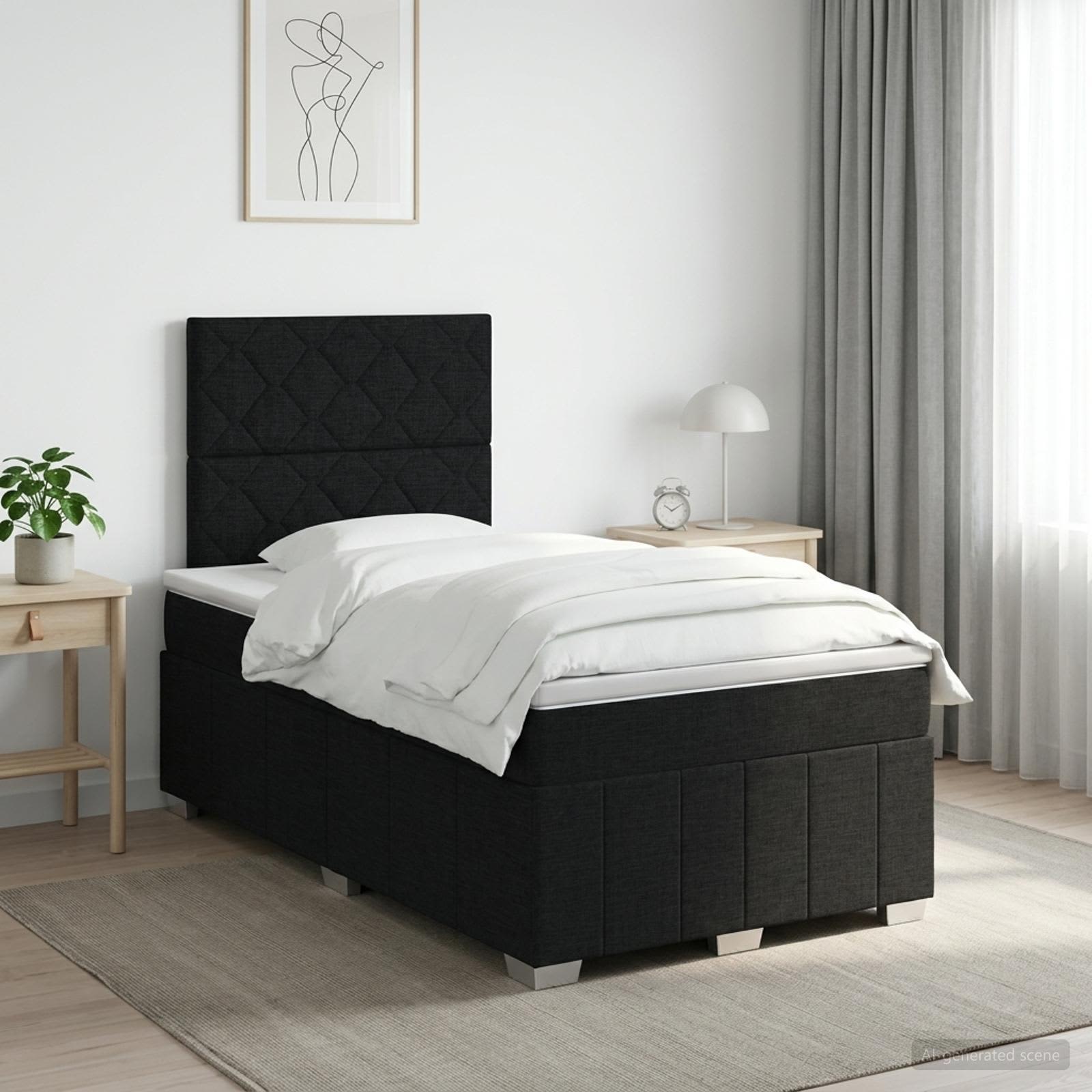 Κρεβάτι box spring με στρώμα Μαύρο 120 x 200 cm Ύφασμα