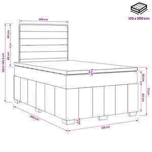 Κρεβάτι box spring με στρώμα Μπλε 120 x 200 cm Ύφασμα - Pakobazaar