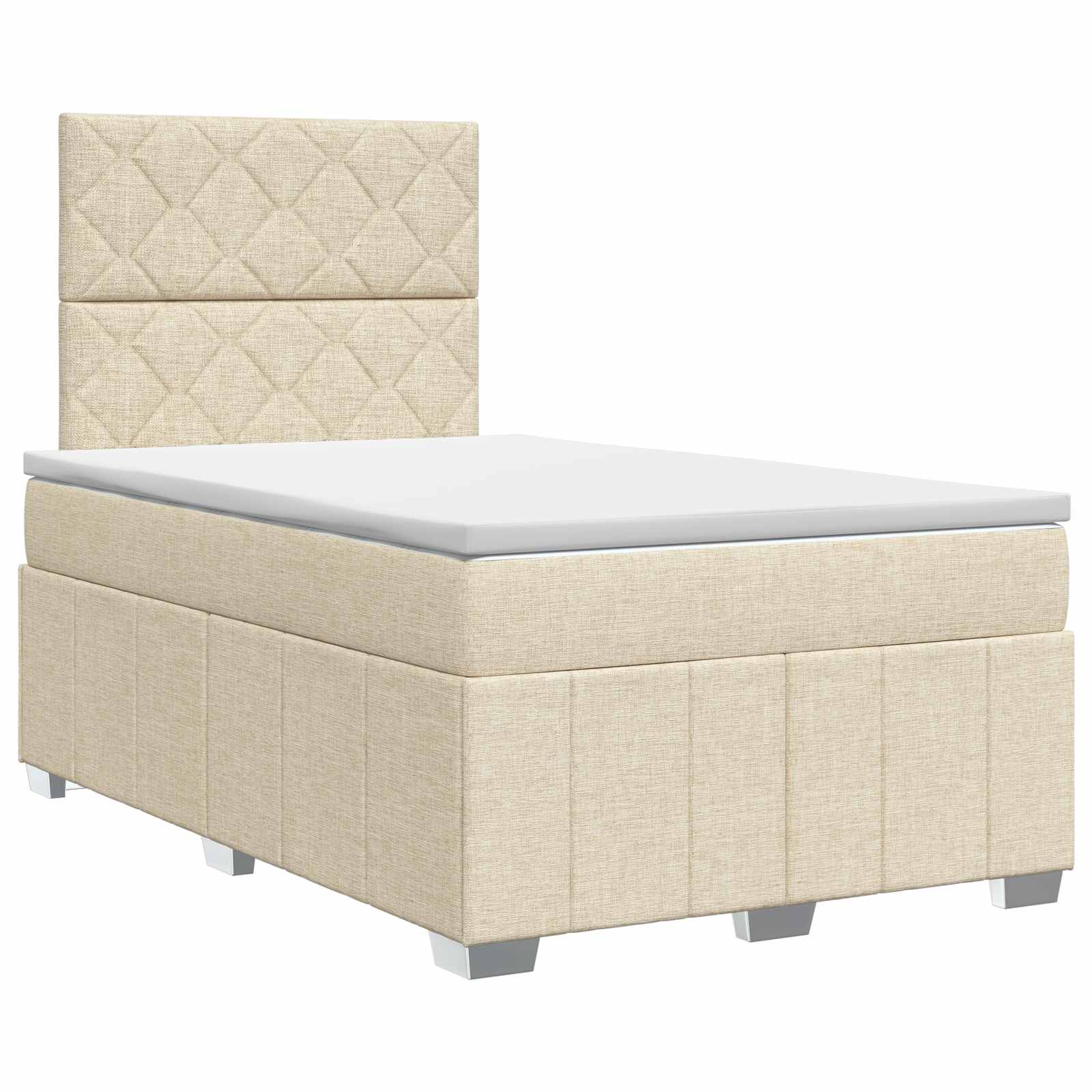 Κρεβάτι box spring με στρώμα Κρεμ 120 x 200 cm Ύφασμα - Pakobazaar