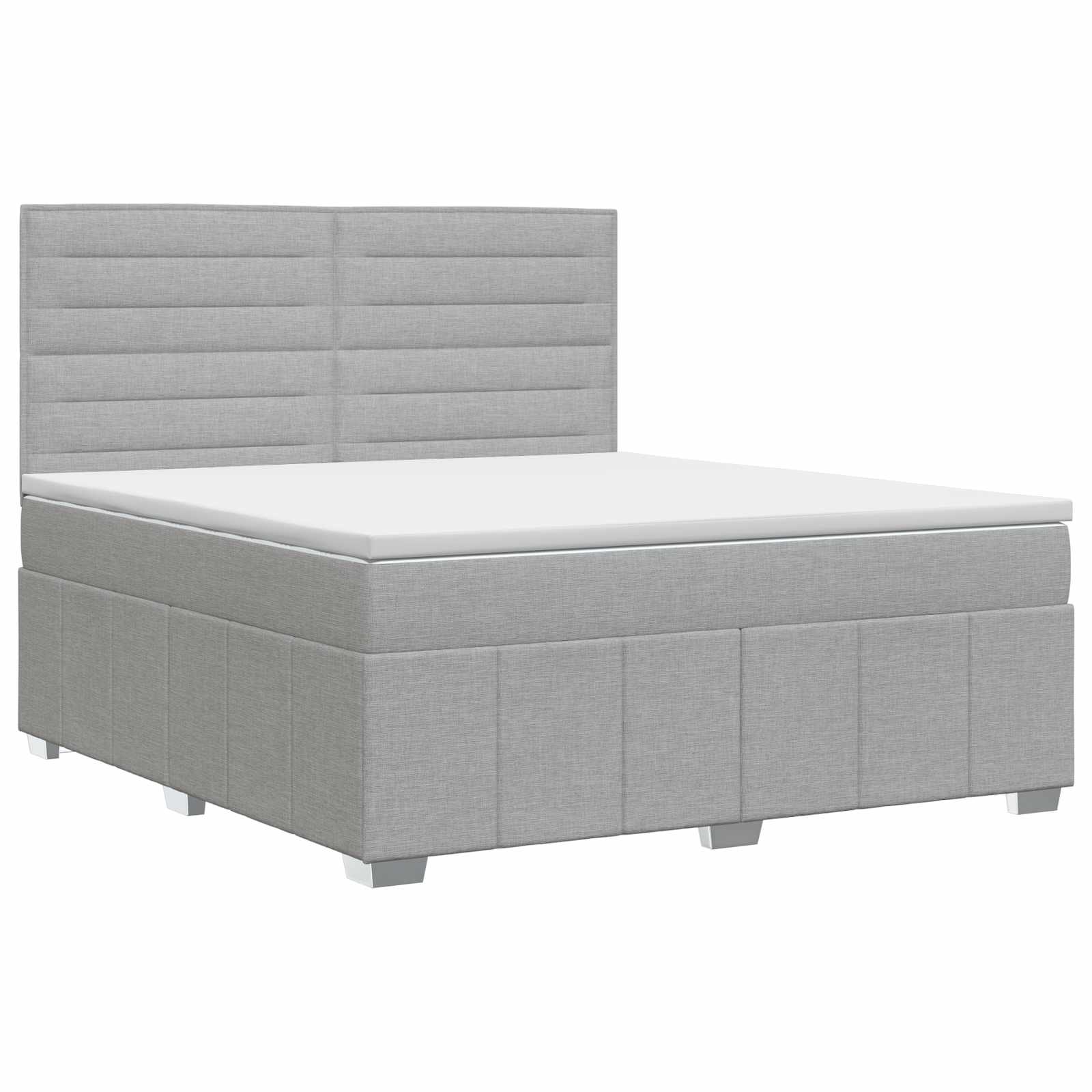 Κρεβάτι box spring με στρώμα Ανοιχτό γκρι 140 x 190 cm Ύφασμα - Pakobazaar