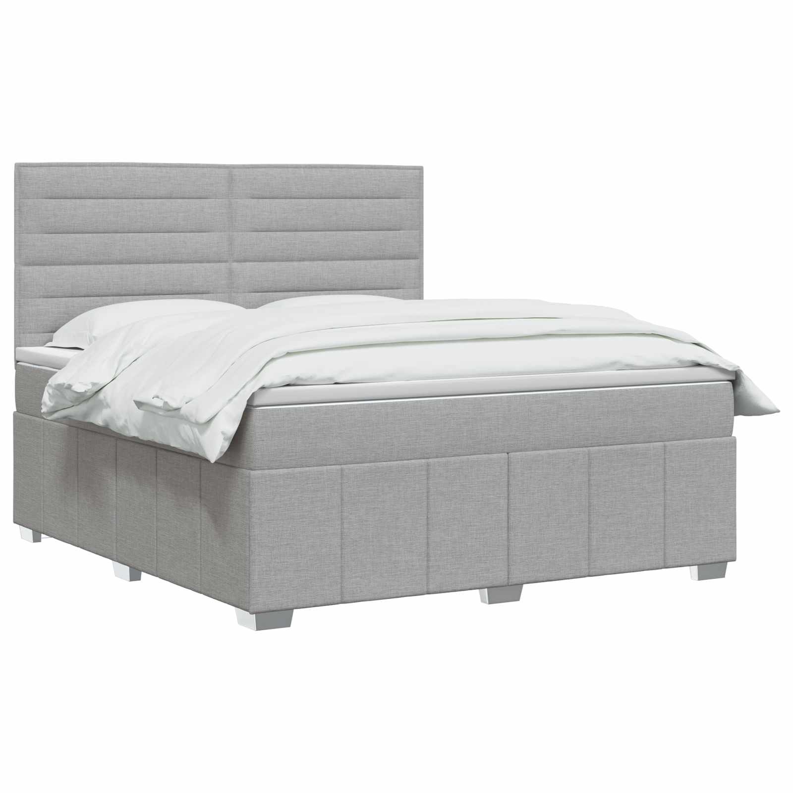 Κρεβάτι box spring με στρώμα Ανοιχτό γκρι 140 x 190 cm Ύφασμα - Pakobazaar