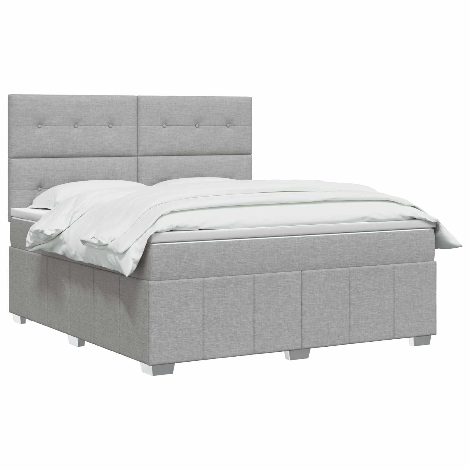 Κρεβάτι box spring με στρώμα Ανοιχτό γκρι 140 x 190 cm Ύφασμα - Pakobazaar