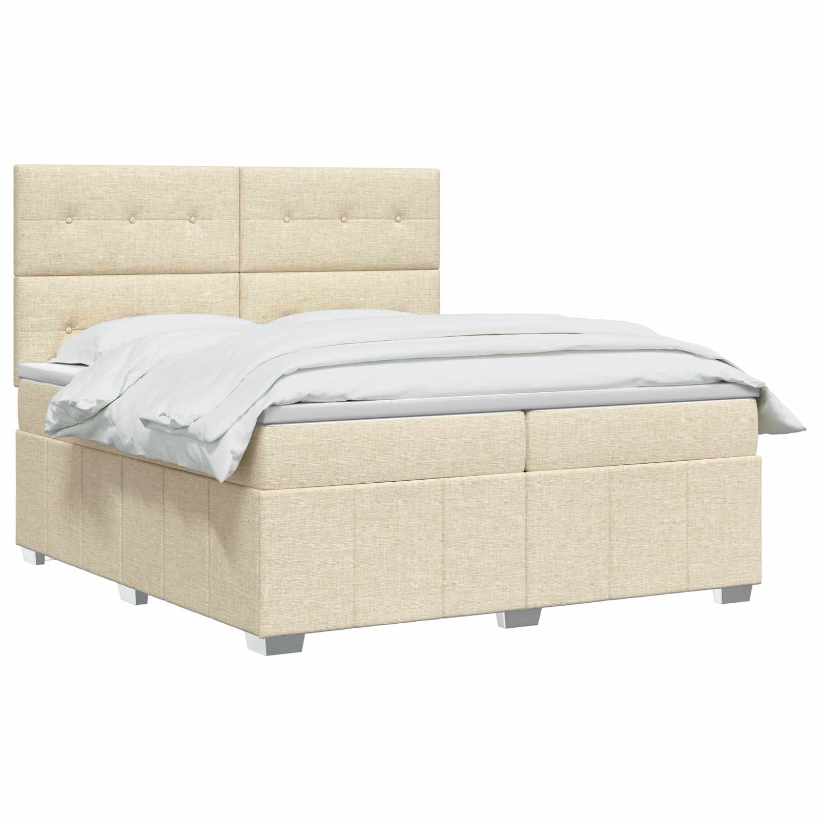 Κρεβάτι box spring με στρώμα Κρεμ 140 x 190 cm Ύφασμα