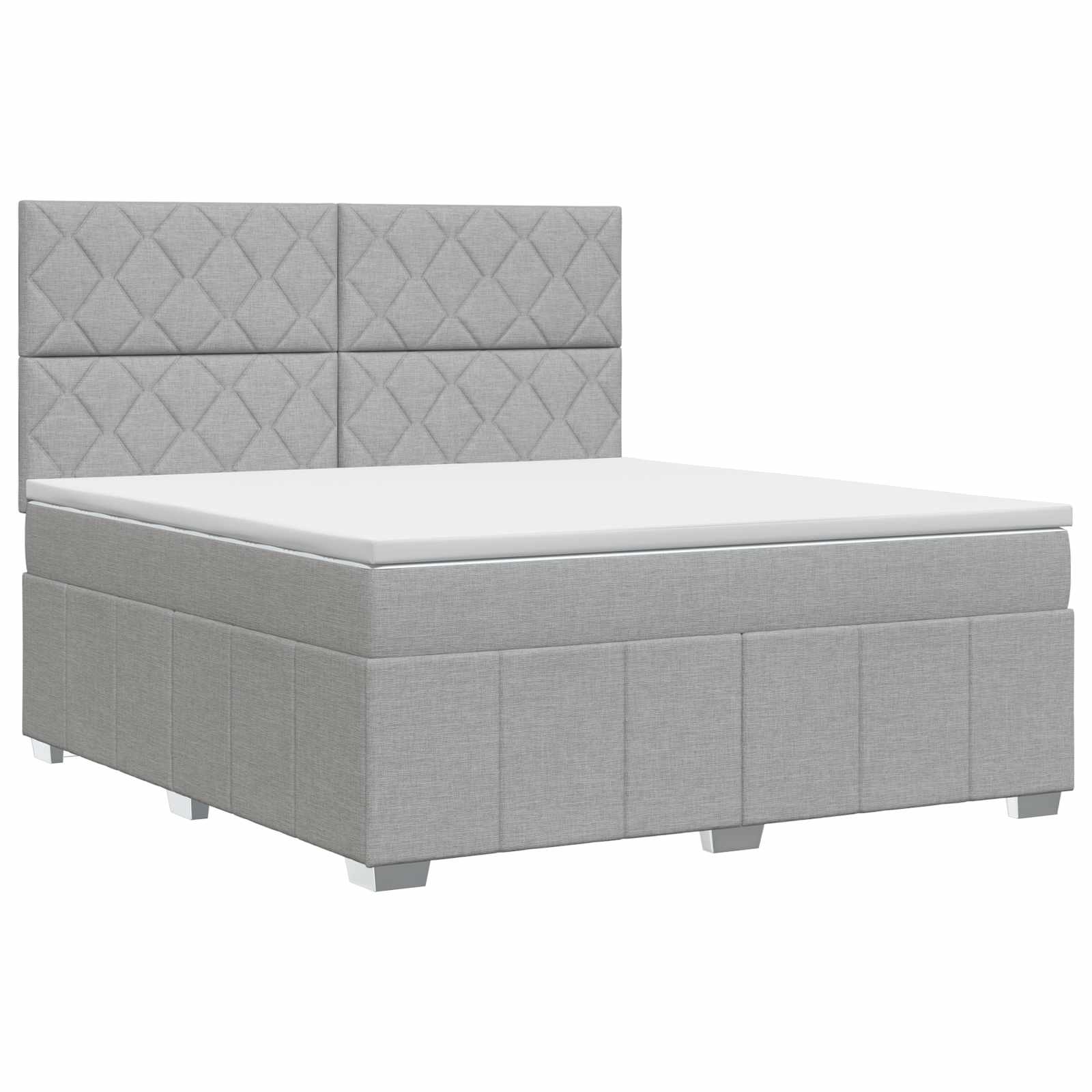 Κρεβάτι box spring με στρώμα Ανοιχτό γκρι 140 x 190 cm Ύφασμα - Pakobazaar