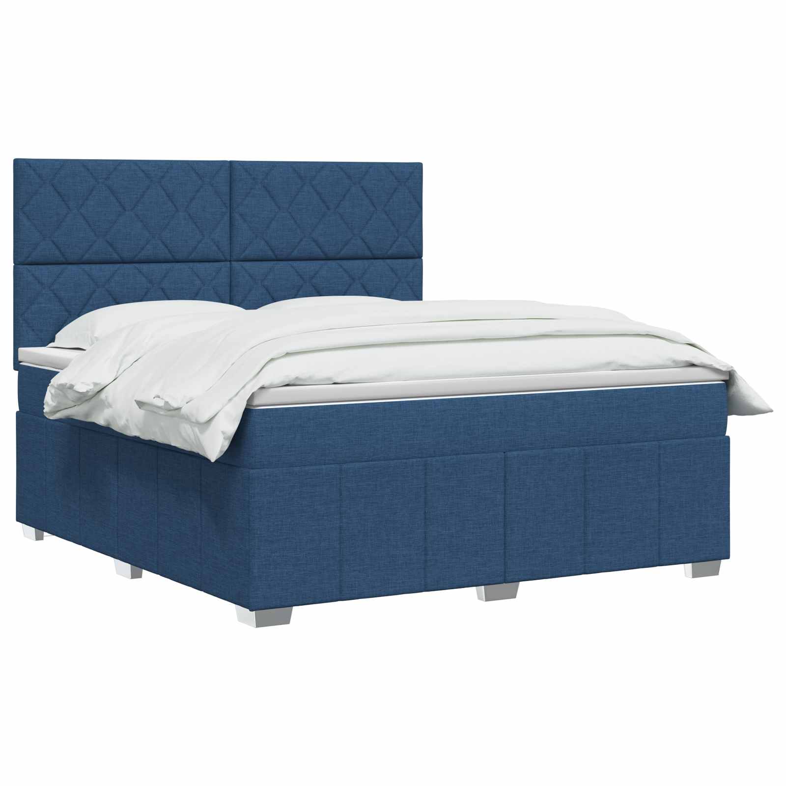 Κρεβάτι box spring με στρώμα Μπλε 140 x 190 cm Ύφασμα - Pakobazaar