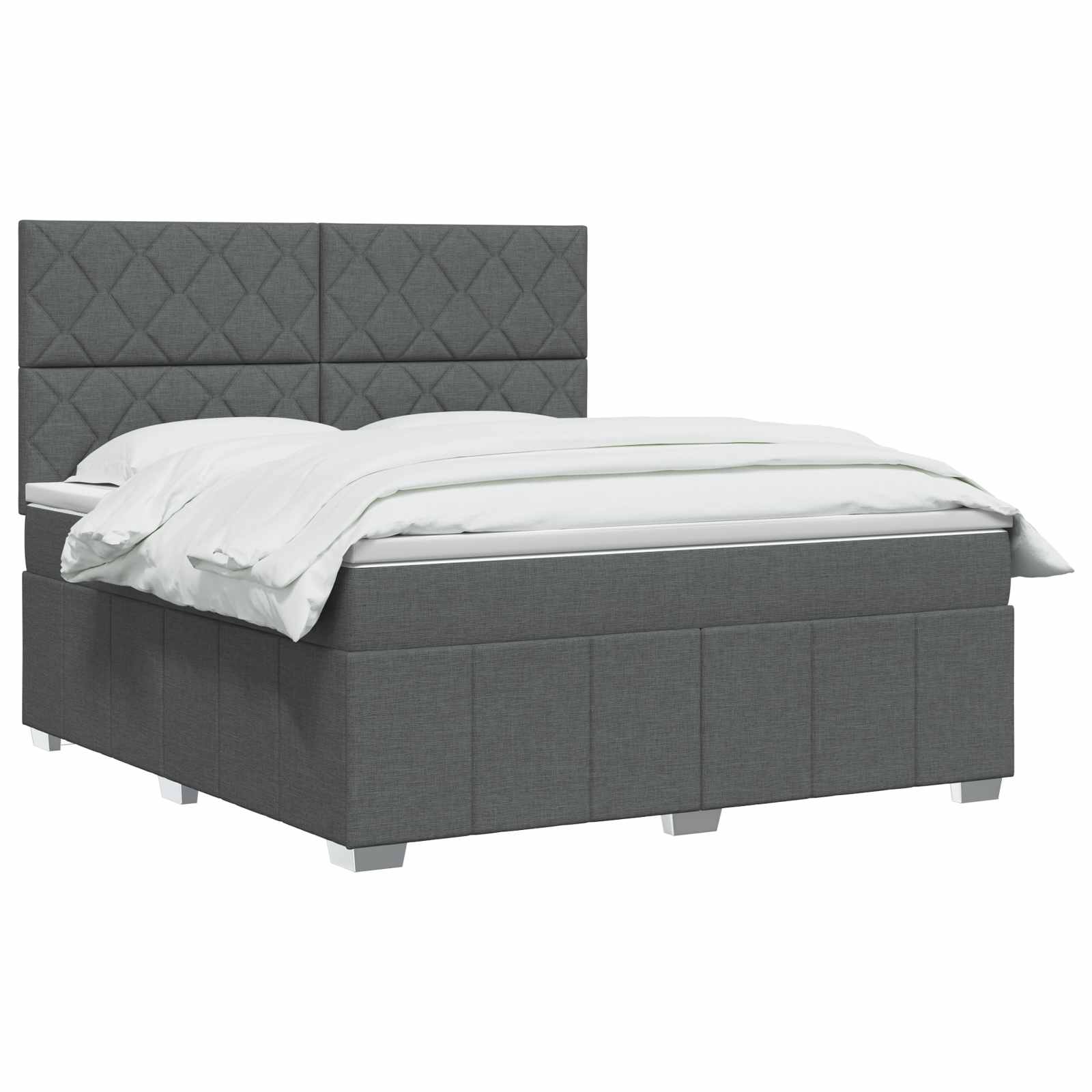 Κρεβάτι box spring με στρώμα Σκούρο Γκρι 140 x 200 cm Ύφασμα - Pakobazaar