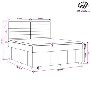 Κρεβάτι box spring με στρώμα Μαύρο 180 x 200 cm Ύφασμα