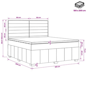 Κρεβάτι box spring με στρώμα Σκούρο Καφέ 180 x 200 cm Ύφασμα
