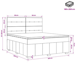 Κρεβάτι box spring με στρώμα Σκούρο Γκρι 180 x 200 cm Ύφασμα