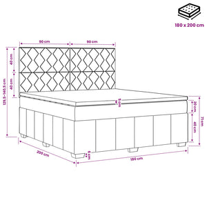 Κρεβάτι box spring με στρώμα Μαύρο 180 x 200 cm Ύφασμα - Pakobazaar
