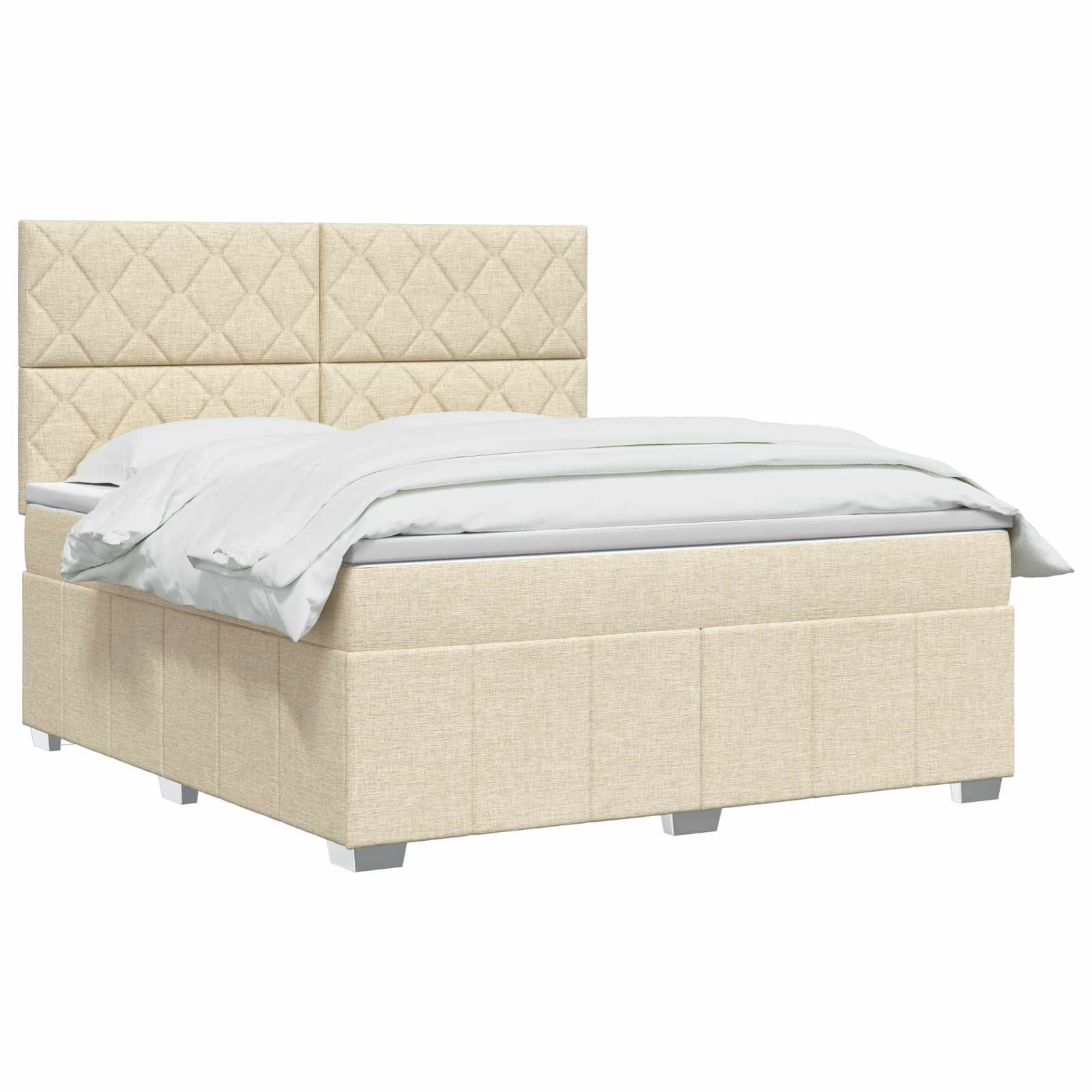 Κρεβάτι box spring με στρώμα Κρεμ 180 x 200 cm Ύφασμα - Pakobazaar