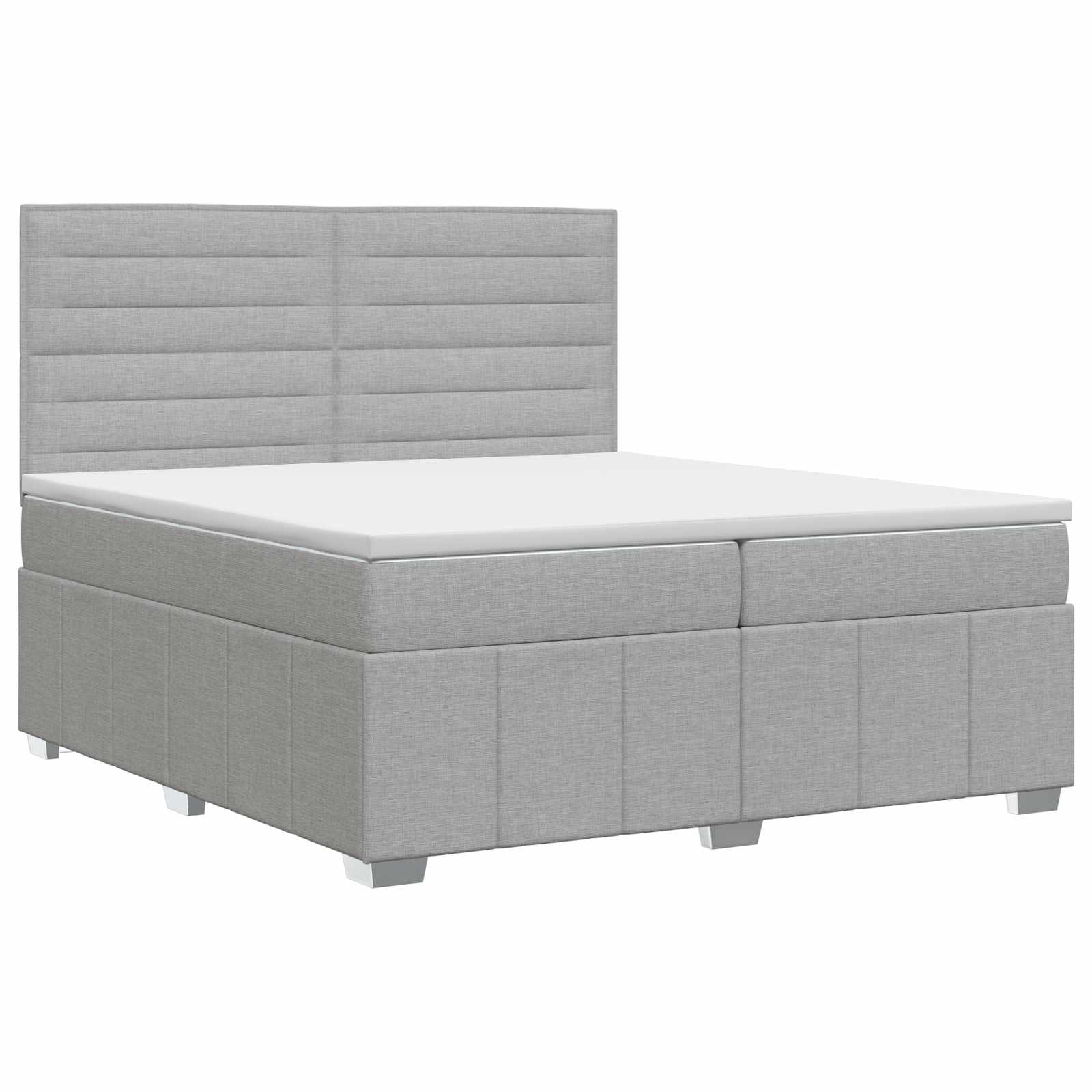 Κρεβάτι box spring με στρώμα Ανοιχτό γκρι 200 x 200 cm Ύφασμα - Pakobazaar
