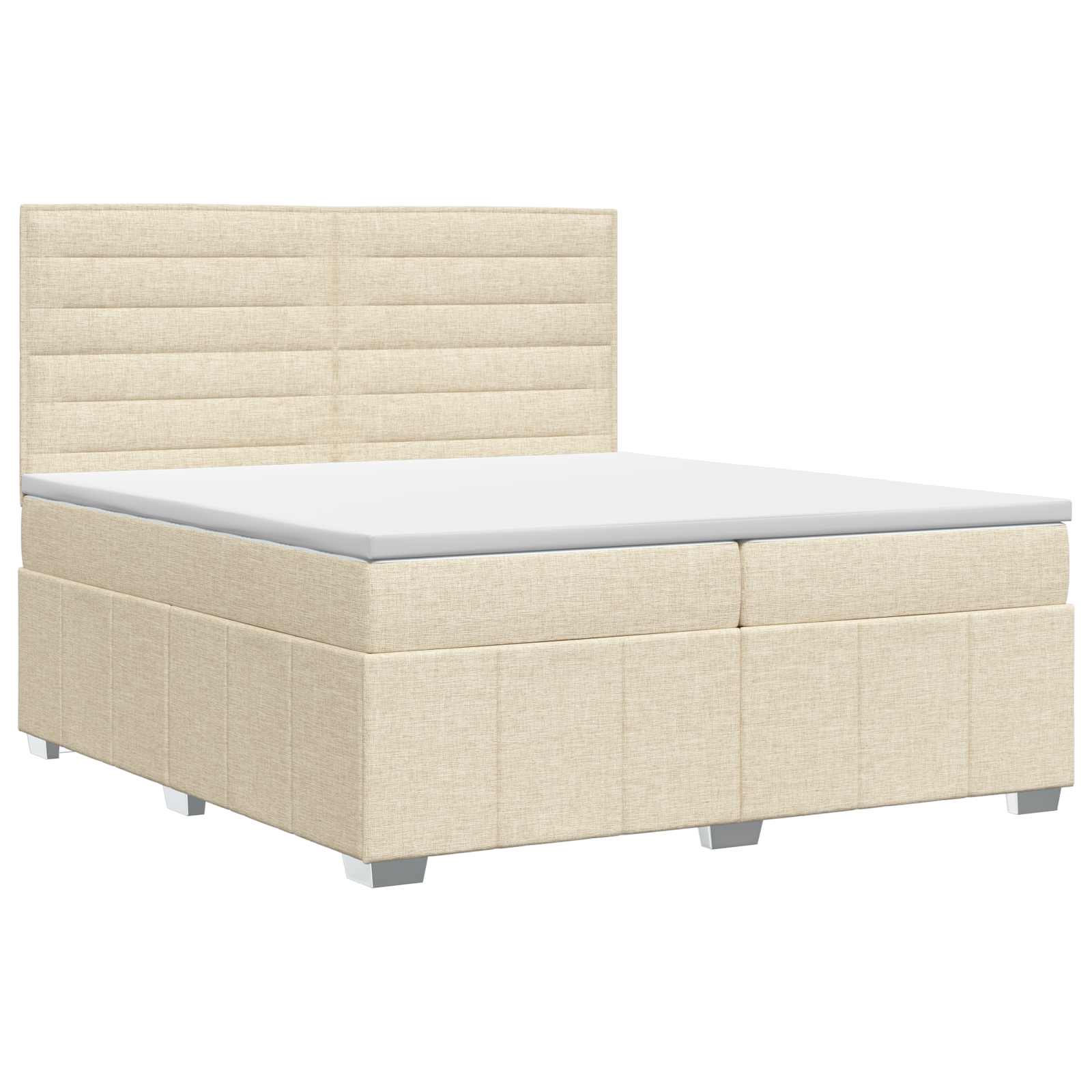 Κρεβάτι box spring με στρώμα Κρεμ 200 x 200 cm Ύφασμα