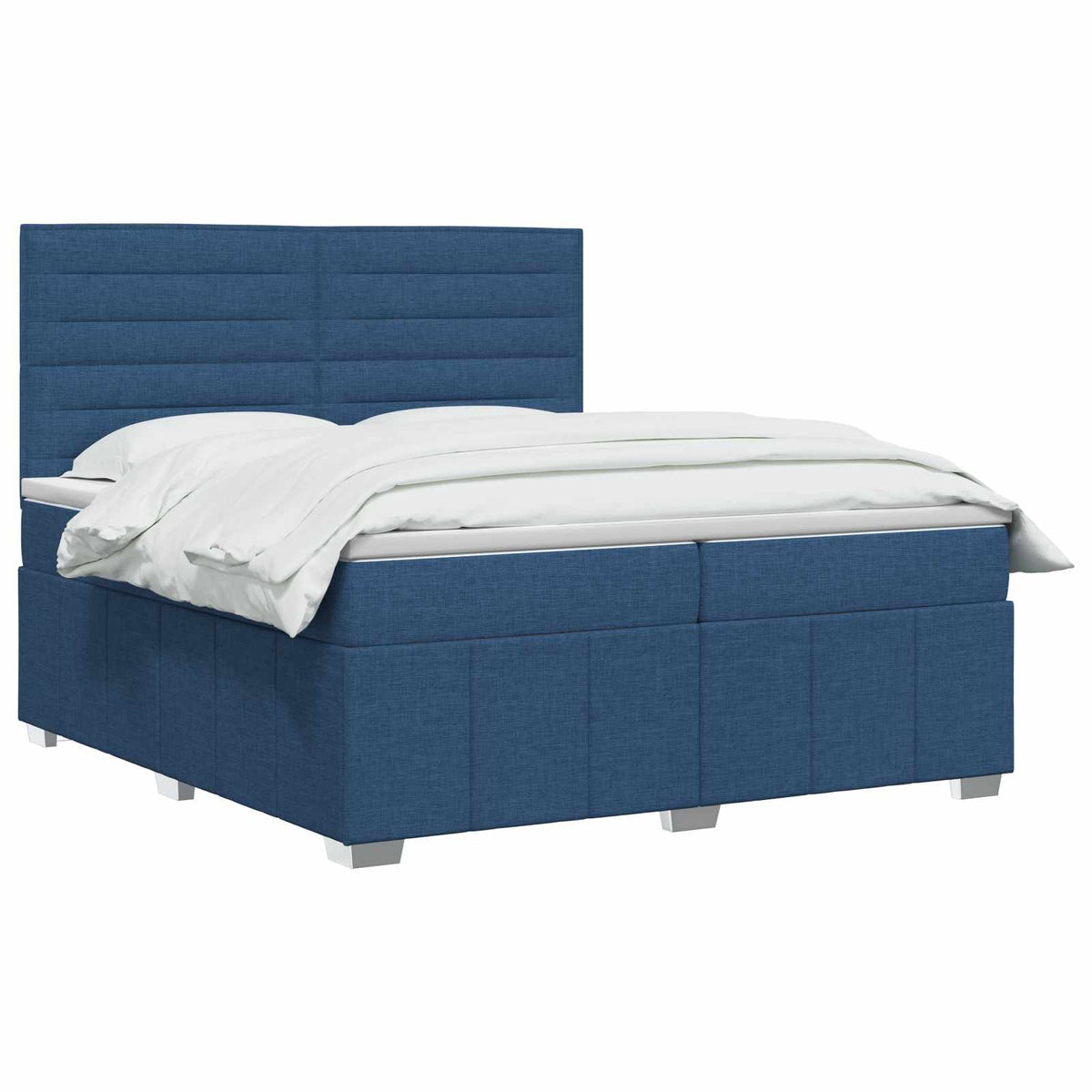 Κρεβάτι box spring με στρώμα Μπλε 200 x 200 cm Ύφασμα