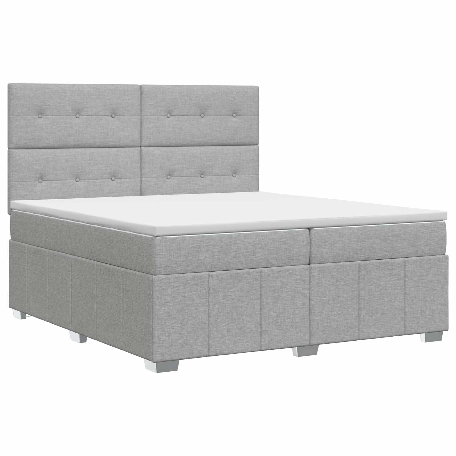 Κρεβάτι box spring με στρώμα Ανοιχτό γκρι 200 x 200 cm Ύφασμα - Pakobazaar